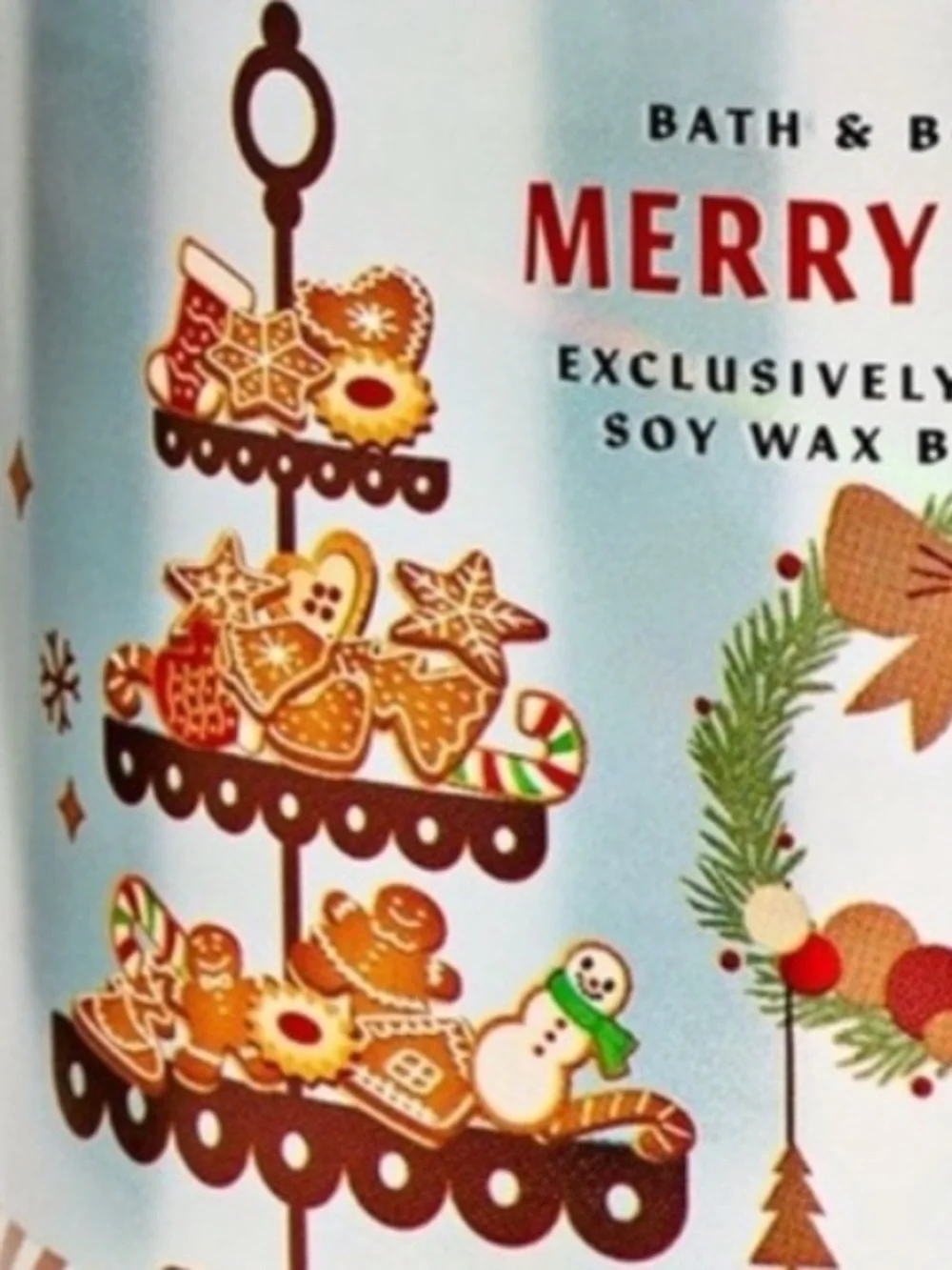 Bath & Body Works Merry Cookie 3 Wick Candle With Decorative Lid